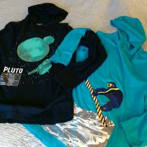 2 100% Cotton Hooded Long Sleeve T-Shirts